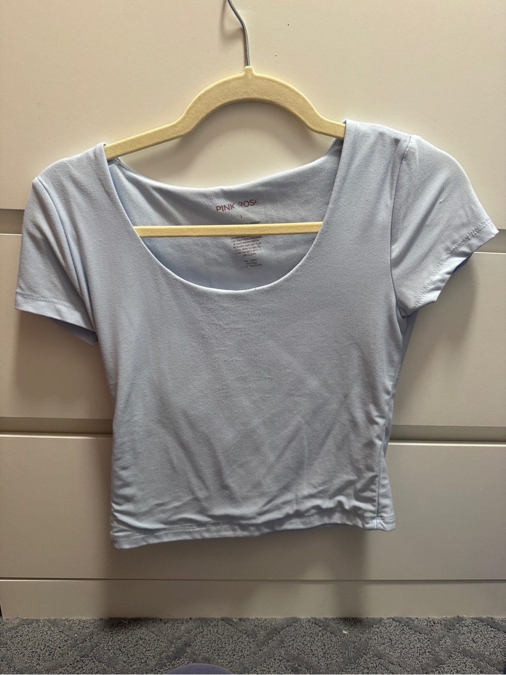 PINK ROSE Pale Blue Scoop Neck Crop Top